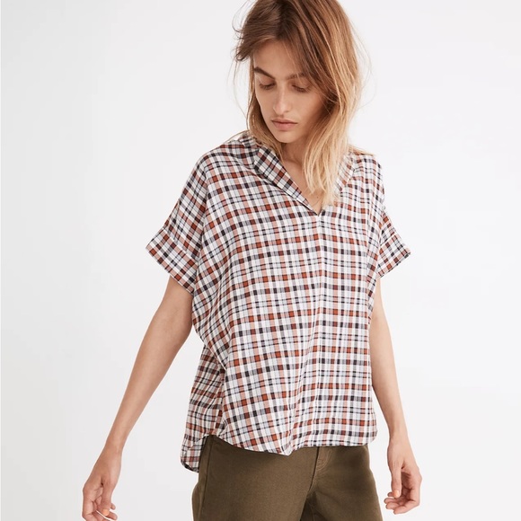 Madewell Tops - MADEWELL Hayden Popover Top in Burling Plaid Small